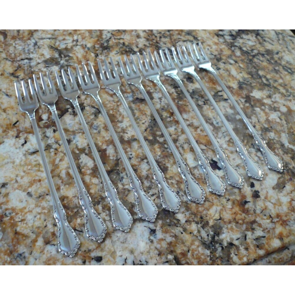 Oneida Distinction Deluxe Mansion Hall 10 Cocktail Seafood Forks Stainless Steel